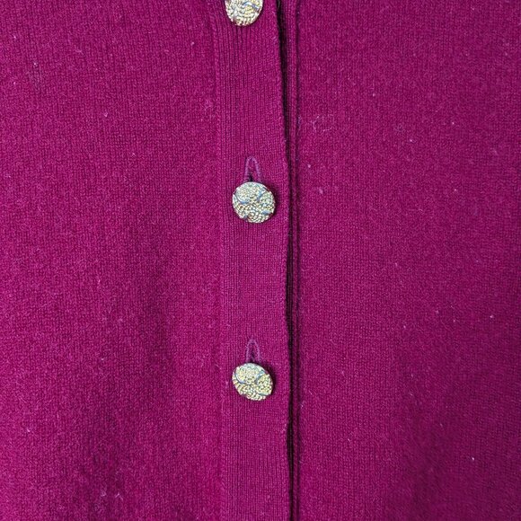 Scotch House 100% Pure Lambswool Red Cardigan Gold Ornate Buttons Made Scotland - Picture 3 of 16